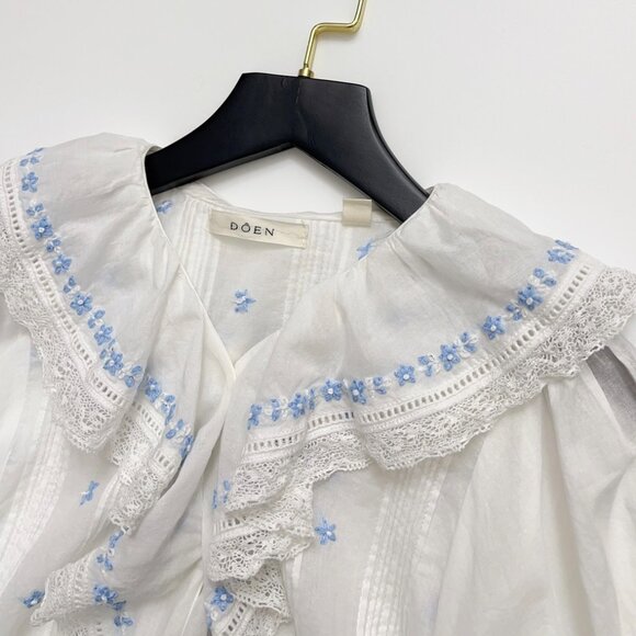 Doen blue embroidered floral shirt - Picture 7 of 9